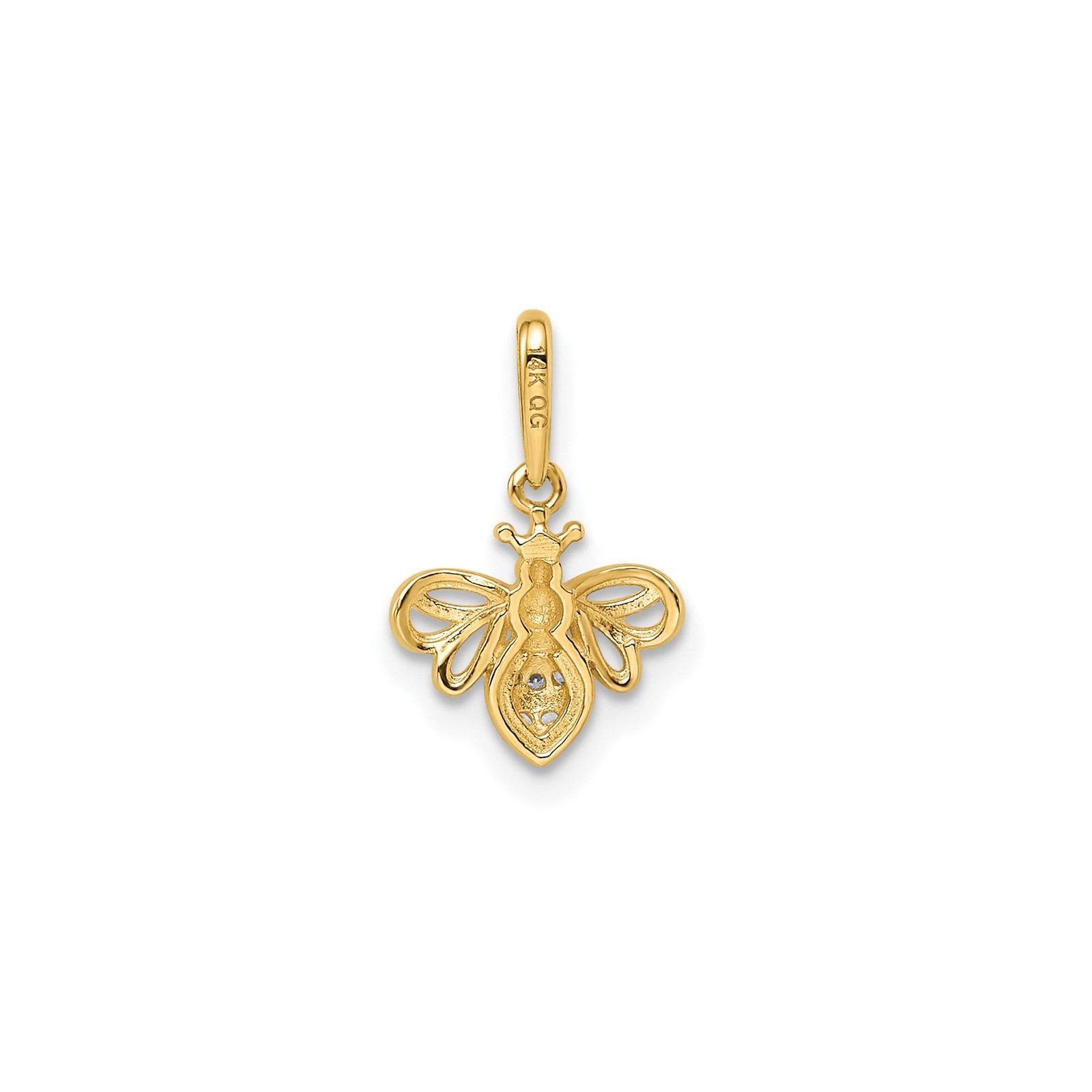 14k Yellow Gold Bee Pendant Diamond Honeybee Charm Fine Jewelry for Women