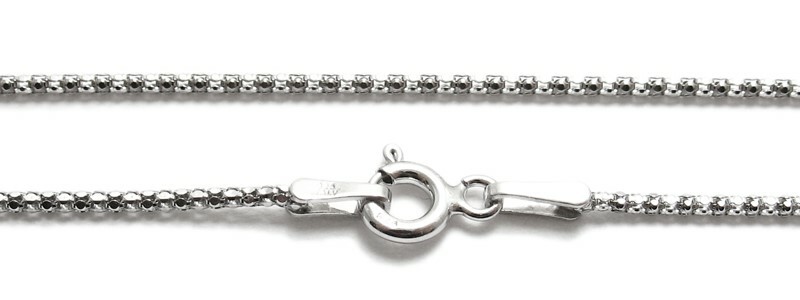 Sterling Silver RHODIUM POPCORN chain necklace 1.5mm (030 Gauge)