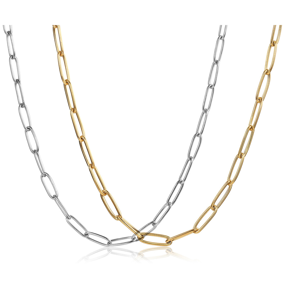 4mm Gold Plated Stainless Steel Paperclip Cable Chain Necklace Choker 16/18/20″