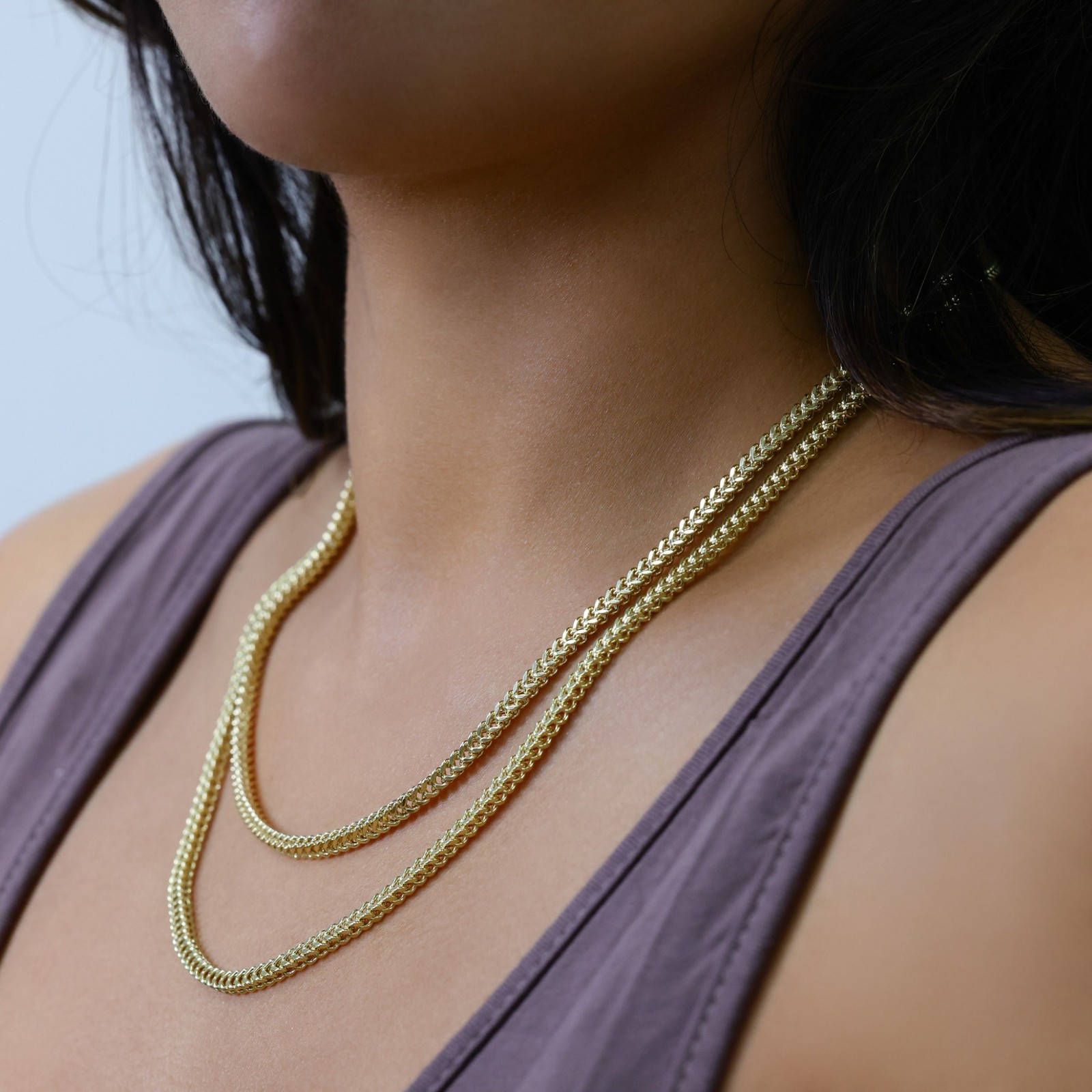 14K Yellow Gold Mens 3mm Franco Square Box Foxtail Wheat Necklace Chain 24″