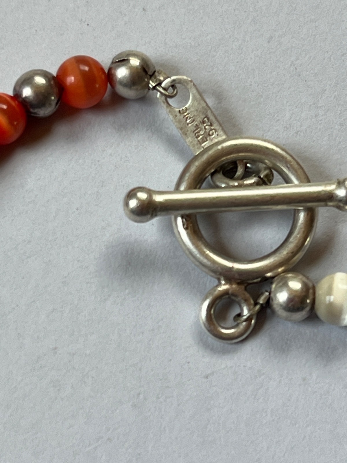 Jordan 925 Sterling Marked Colorful Tiny Moonglow & Silver Barrel & Round Beads