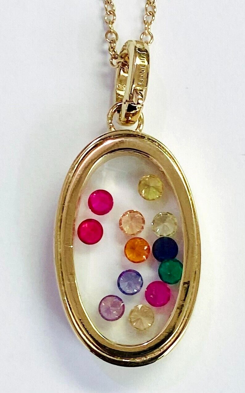 HSN Absolute 14k Gold Clad Sterling Colors Of Sapphire Rainbow Shaker Necklace