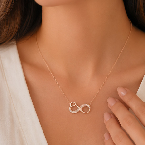 2ct Simulated Diamond Engagement Infinity Heart Pendant 14k Yellow Gold Plated