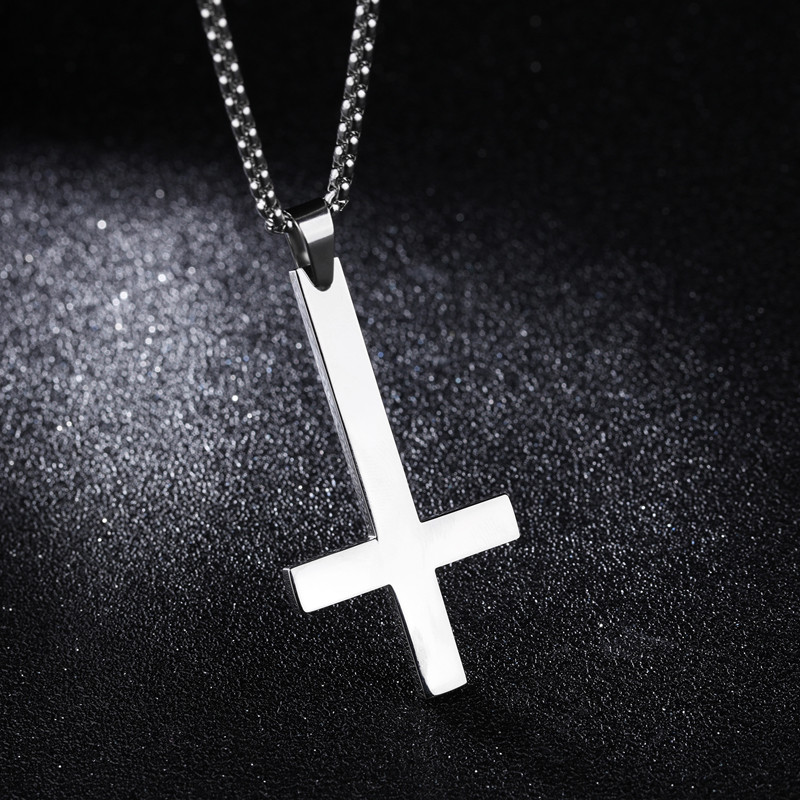 Inverted Cross Pendant Necklace Stainless Steel Male / Female Jewelry Necklace