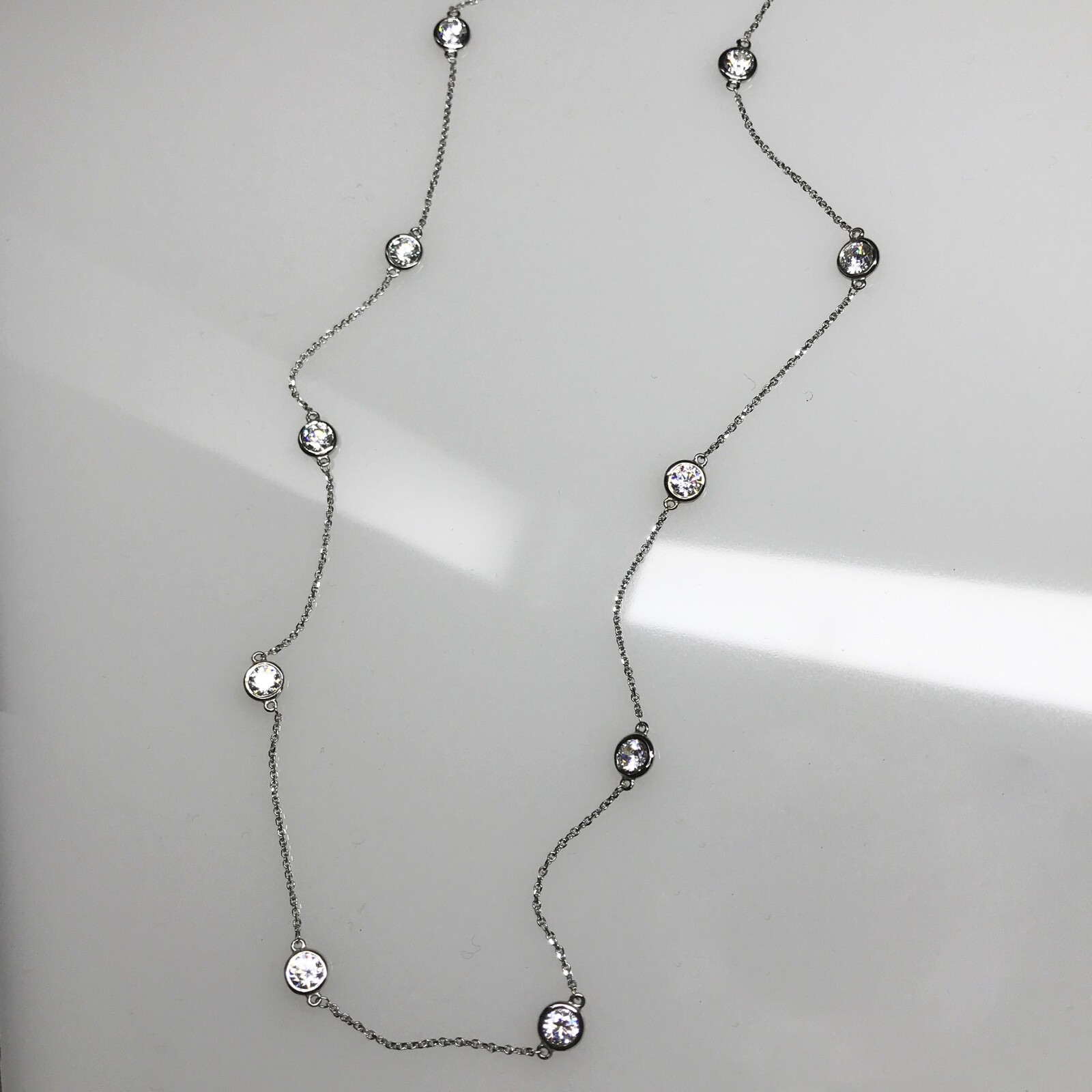 3 TCW Man Made Diamond By The Yard Station Necklace 14k 16″, 18″, 20″