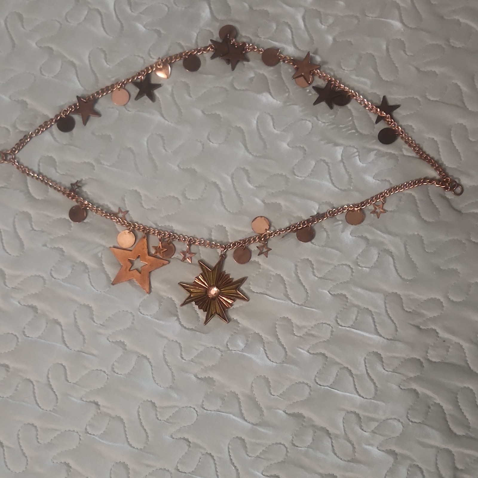 Multiple Layer Metal Star and Heart Necklace with Lobster Clasp