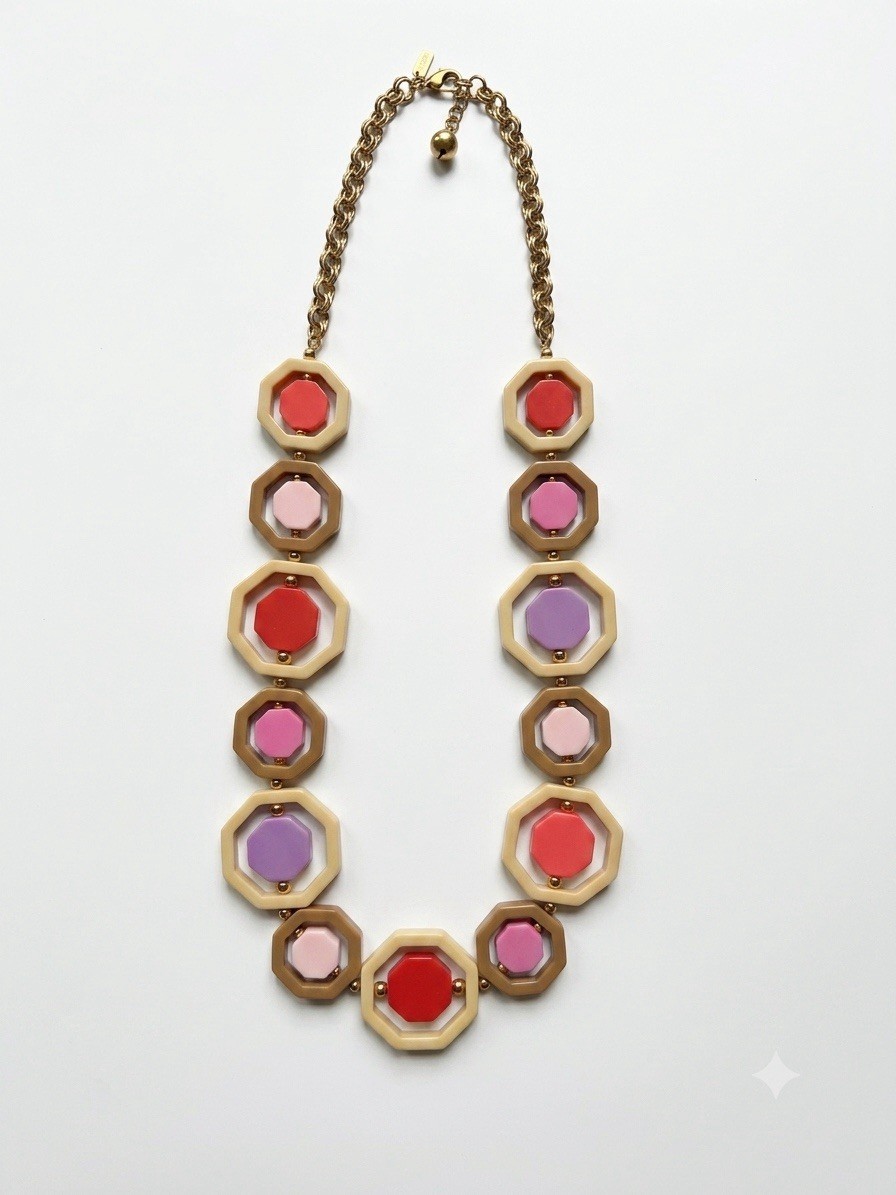 VTG Kate Spade Frame of Mind Octagonal Statement Necklace Y2K- Cece Drake PLL