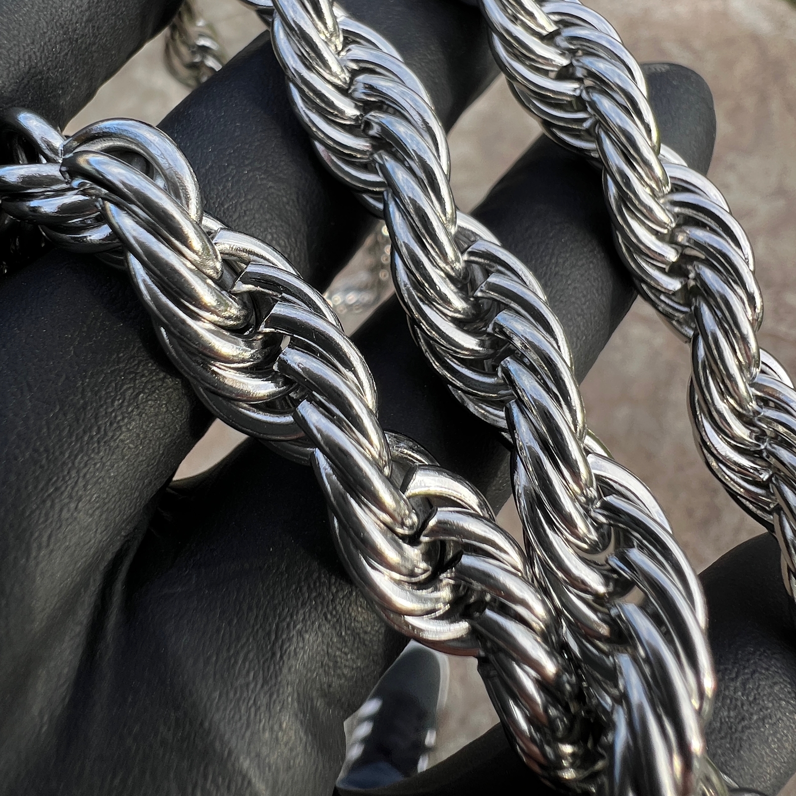 Mens 316L Stainless Steel Rope Chain Silver Hip Hop Necklace 10MM Thick 40″ Inch