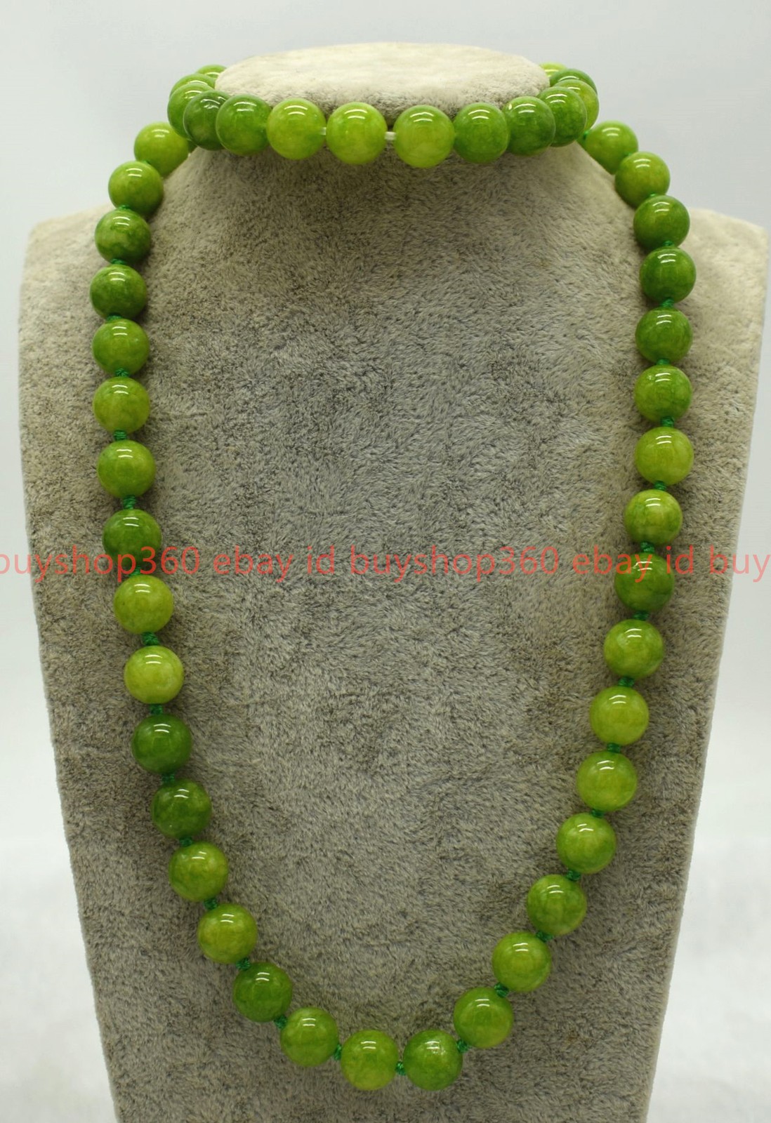 Fashion 6/8/10mm Green Olivine Gemstone Beads Necklace Bracelet Set 18/7.5″