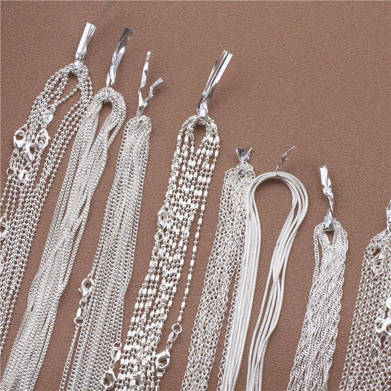 1pc 925 Sterling Silver 16-30″” Rolo Bead Figaro Chain Necklace