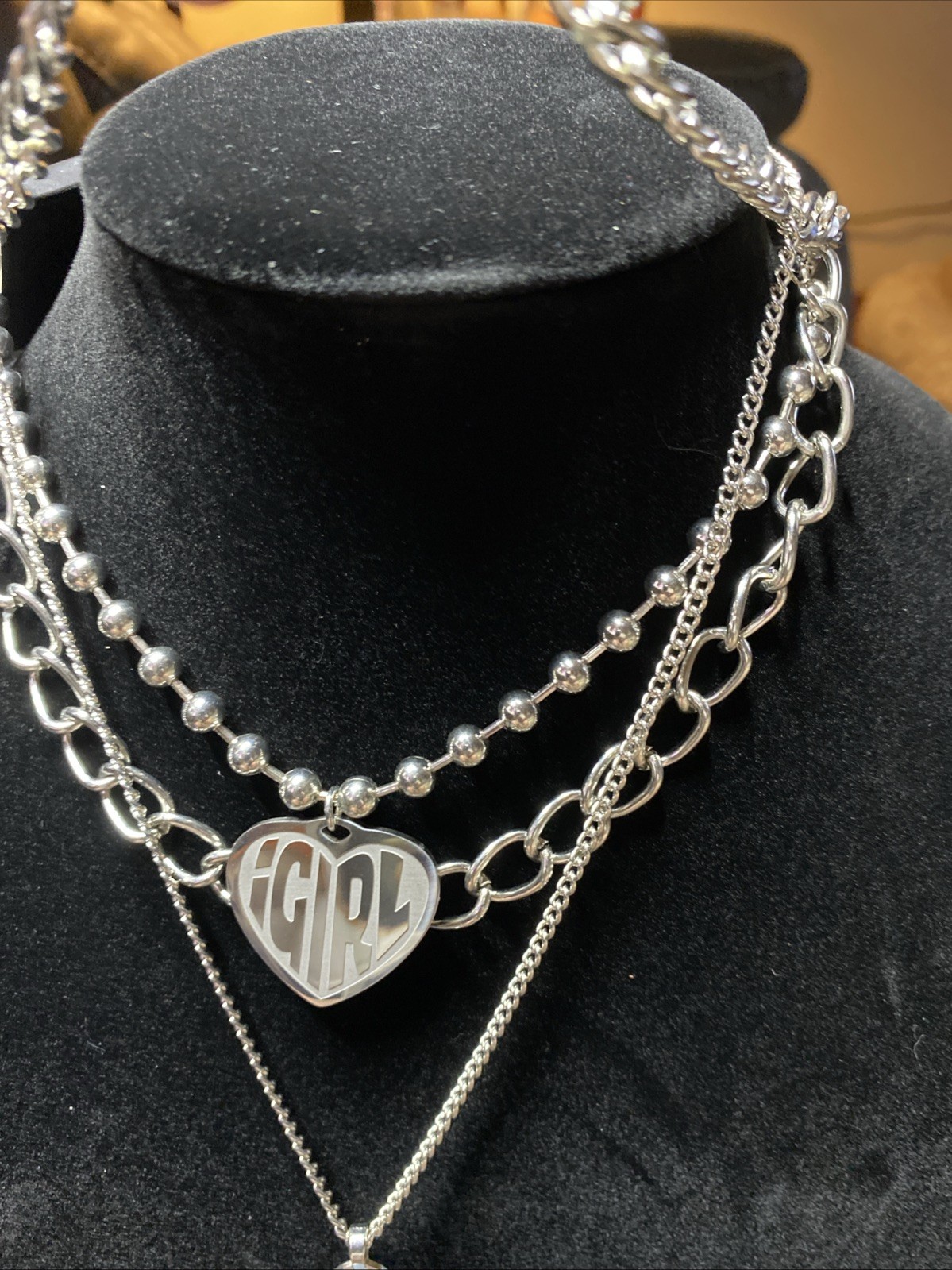 4 Chain Layered Necklaces IGIRL Pendant Silver Tone Bag Chain Bag Charm NWT