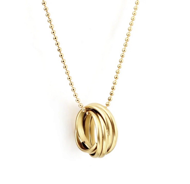 Stainless Steel Gold Color PVD Mixed Multiple Circles Necklace