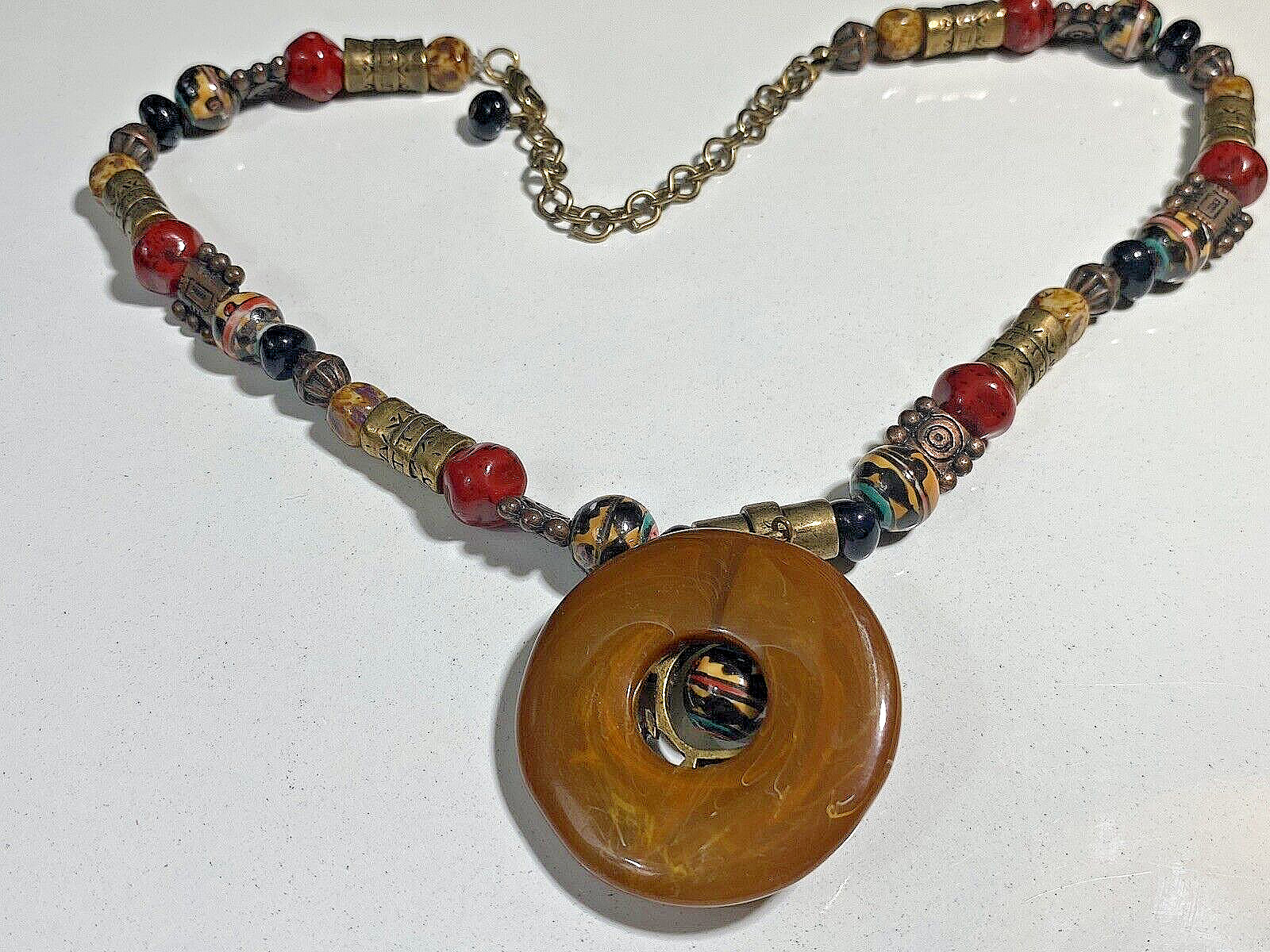 Multi Stone Necklace with Brass Hardware 14inches with 3.5 extender