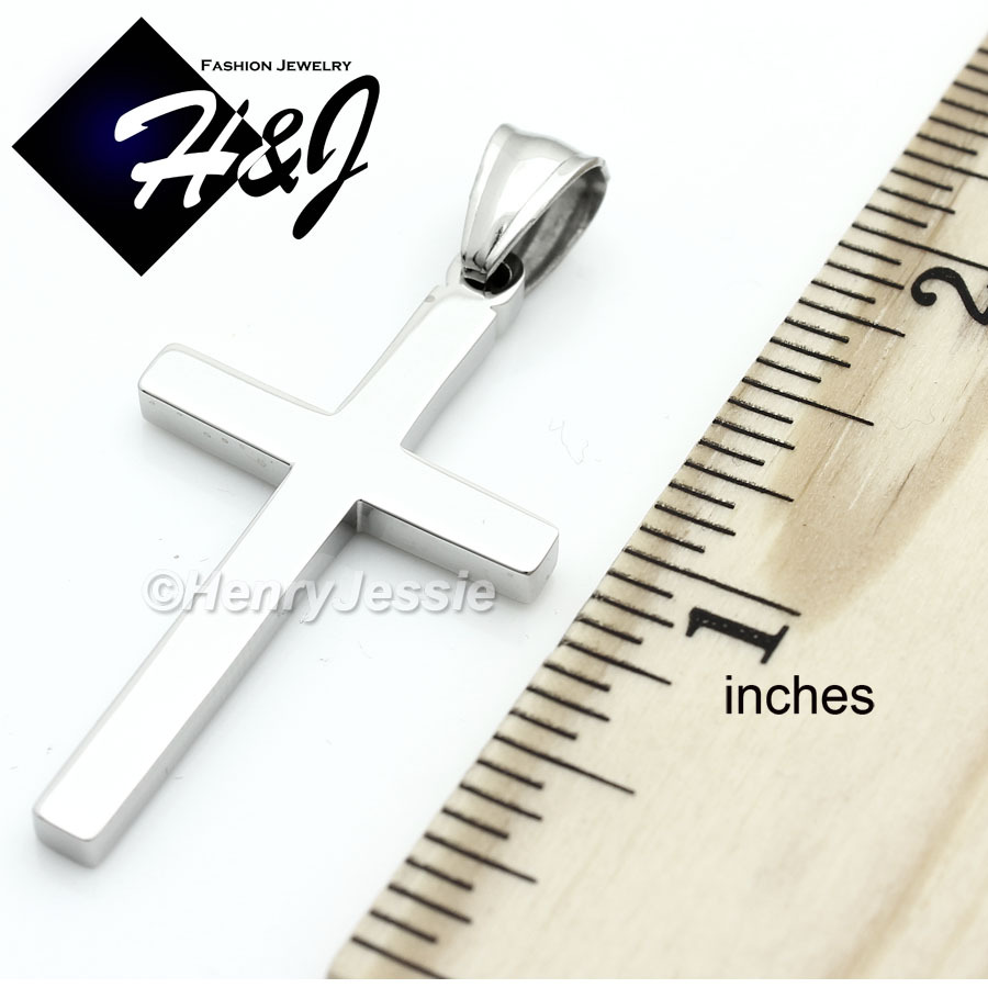 16″-30″MEN Stainless Steel 2mm Silver Smooth Box Chain Necklace Cross Pendant*SP