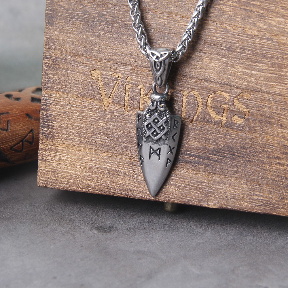 Viking Spearhead Pendant Necklace Norse Rune Triquetra Stainless Steel Men NEW
