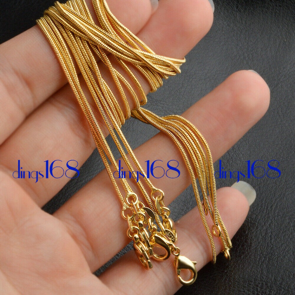 Real 18K Yellow Gold Filled Hypo-allergenic 16″ 3 mm Thick Snake Chain Necklace