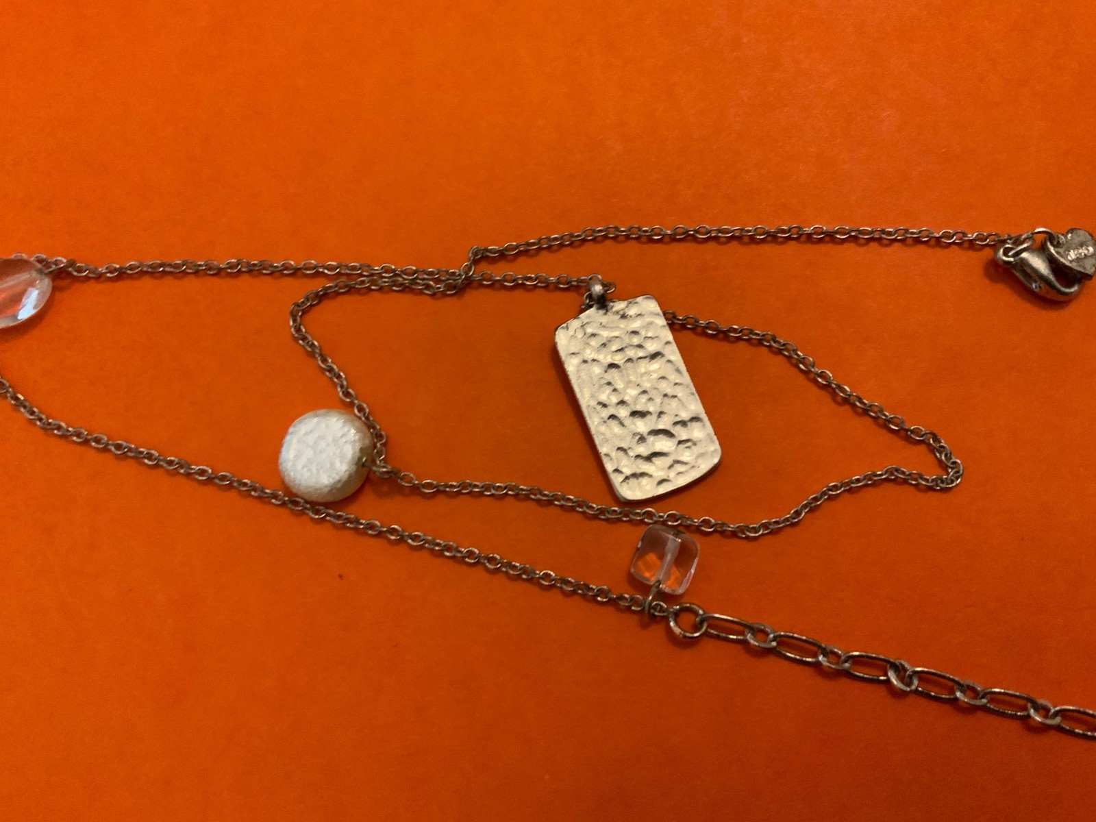 ID Signet tag Coin Pearl crystal AEO American Eagle outfitters dainty necklace