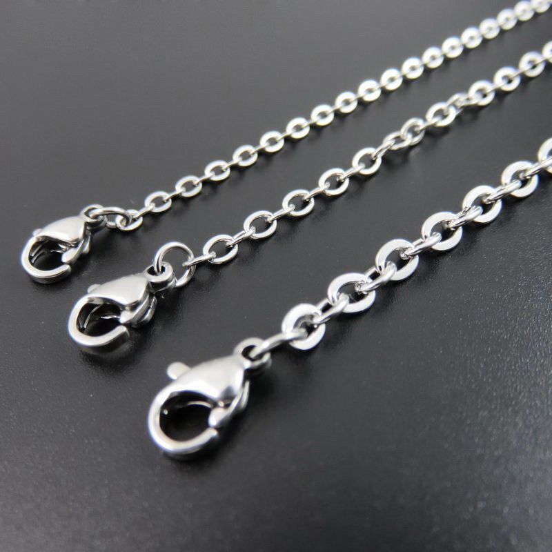 1.5-3.2mm 16″-32″ Wholesale Stainless Steel Silver Oval Chain Necklace Jewelry