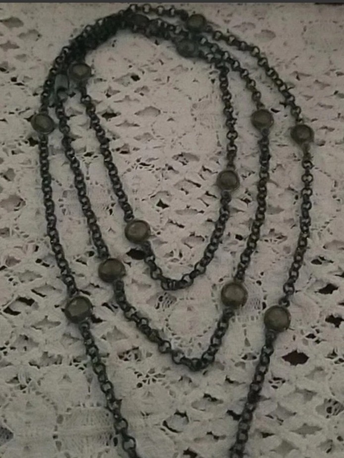Large Cross Necklace, Black & Purple Medallion Pendent On A 48″station Chain