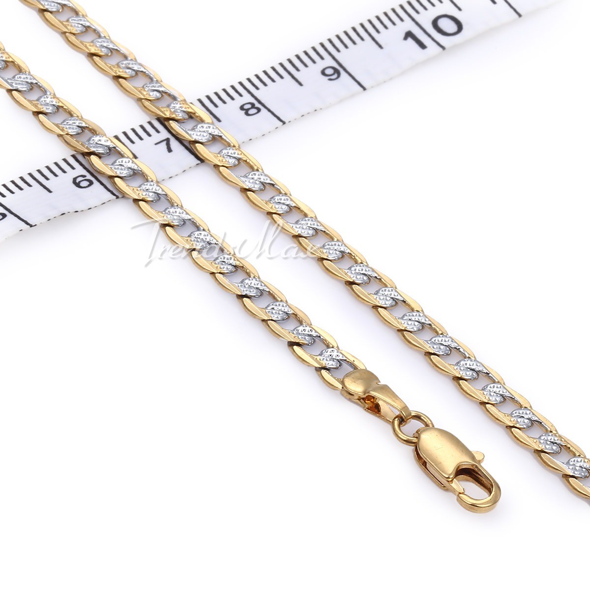 4mm Hammer Curb Cuban Chain Yellow&White Gold Filled Necklace Bracelet Mens Gift