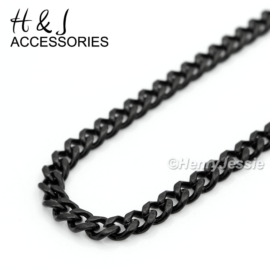 16-36″MEN Stainless Steel 3mm Black Plated Cuban Curb Link Chain Necklace*AN133