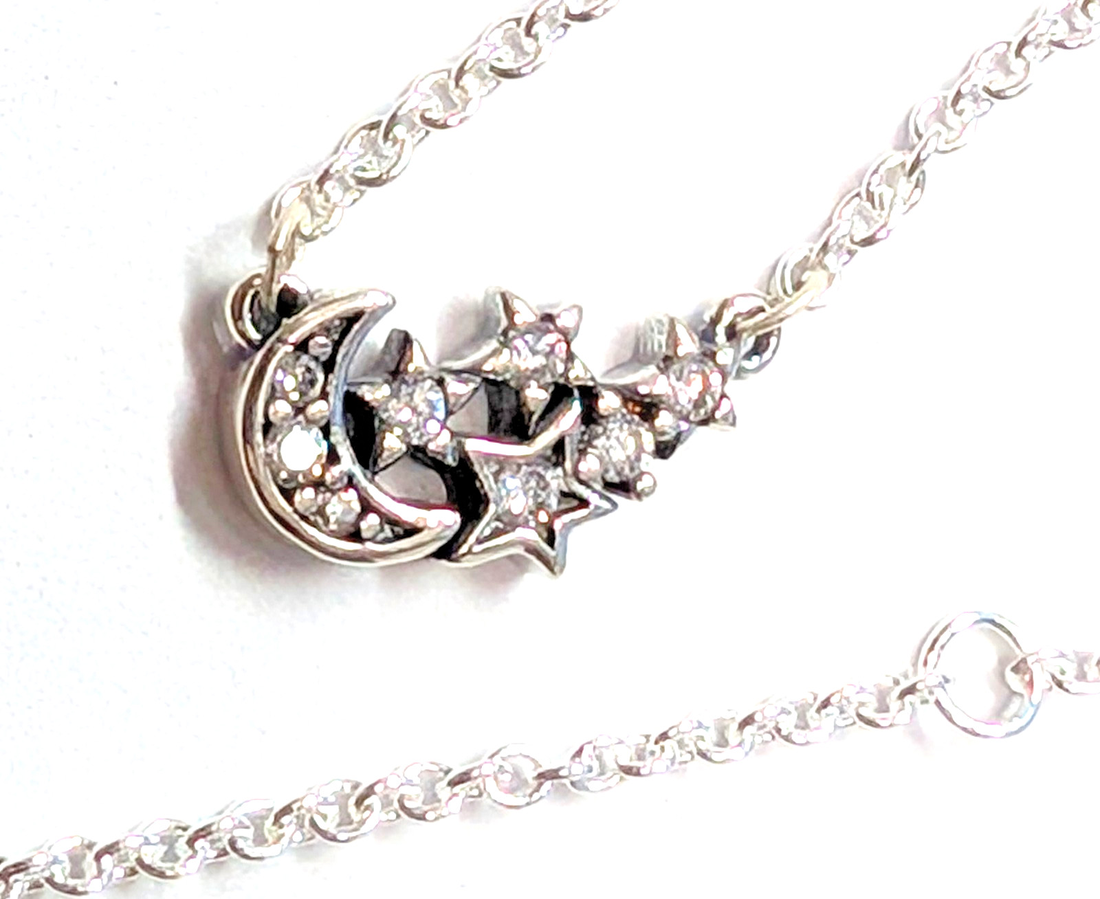 Authentic Pandora Necklace, Sparkling Moon and Star, #392991C01-45