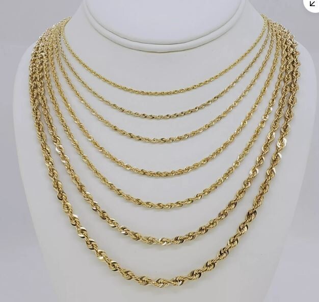 10k Yellow Gold 22″ Solid Diamond Cut Rope Chain Necklace 5 mm 27 Grams