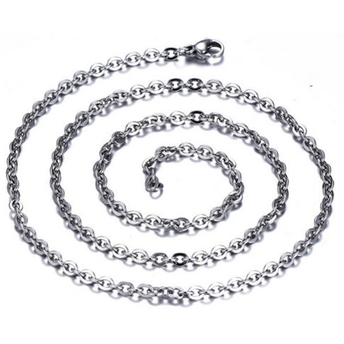 1.5-3.2mm 16″-32″ Wholesale Stainless Steel Silver Oval Chain Necklace Jewelry