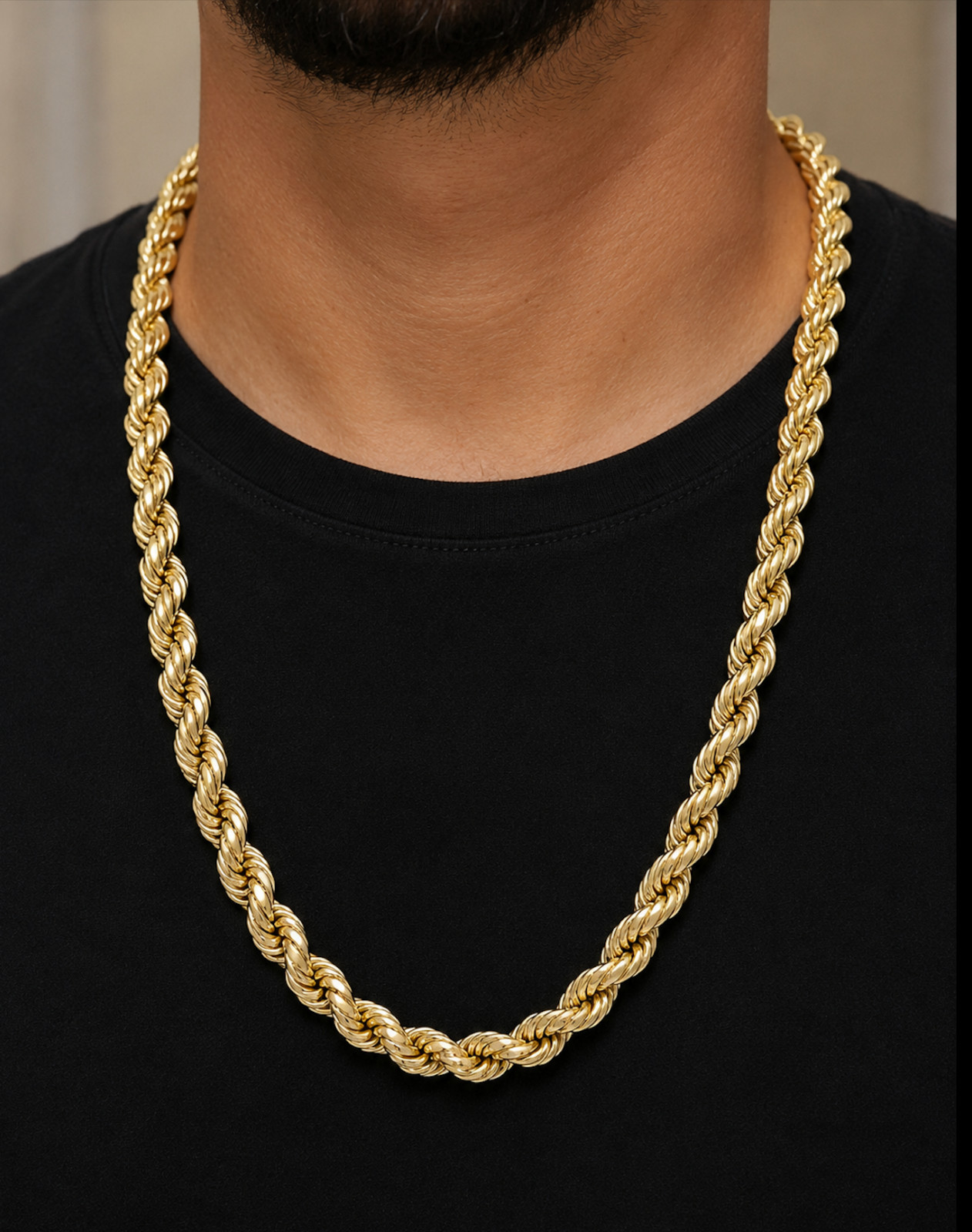 REAL 10K Yellow Gold Rope Chain Necklace 8mm 22″ Inc Diamond Cut Men Women Gift