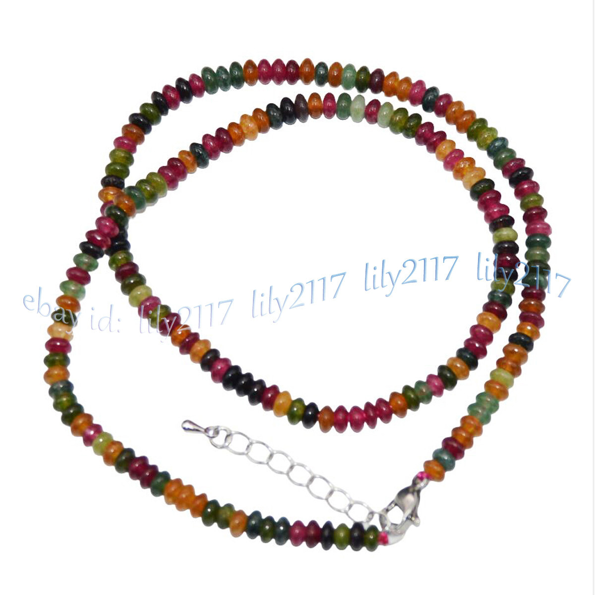 2x4mm Genuine Natural Colorful Tourmaline Rondelle Gems Beads Necklace 14-36”