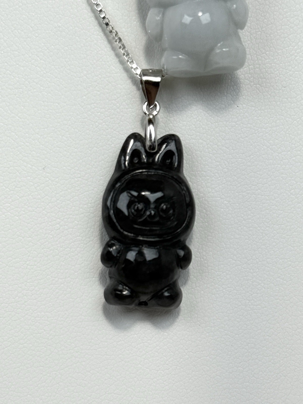 Wuji Jadeite Bubu Pendant Necklace 26.5/9MM on Silver S925 18IN Chain