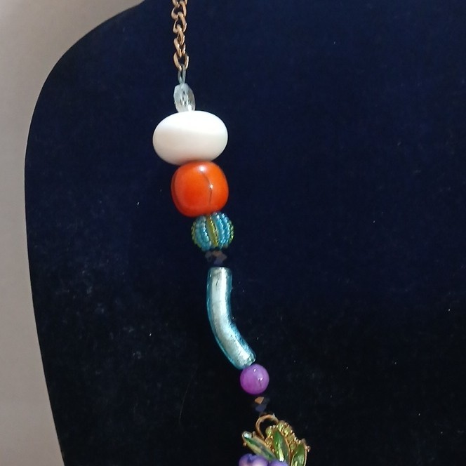 Multicolor Beaded Original Statement Flower Necklace Floral Crystal Accents 1of1