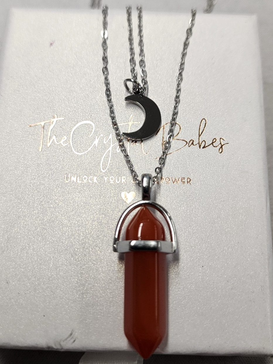 The Crystal Babes The Bad B*tch Carnelian Layered Necklace 15″, 17″ +2″