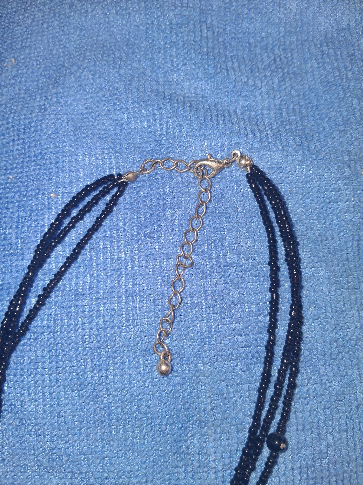 Black Glass Bead Necklace Black/beige Round Charm Pendant Adjustable