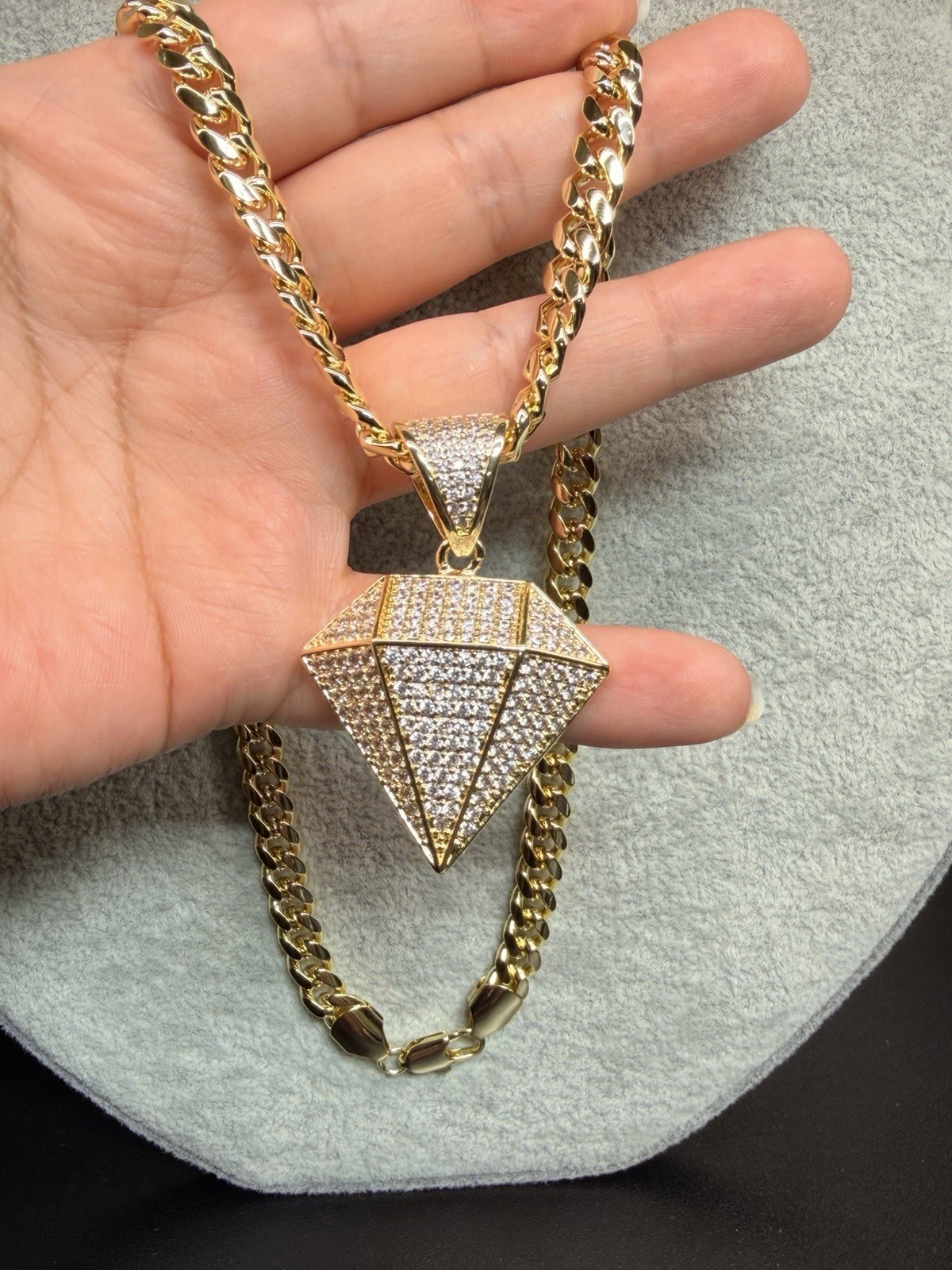 Gold Plated Pavé CZ Diamond Cuban Link Necklace