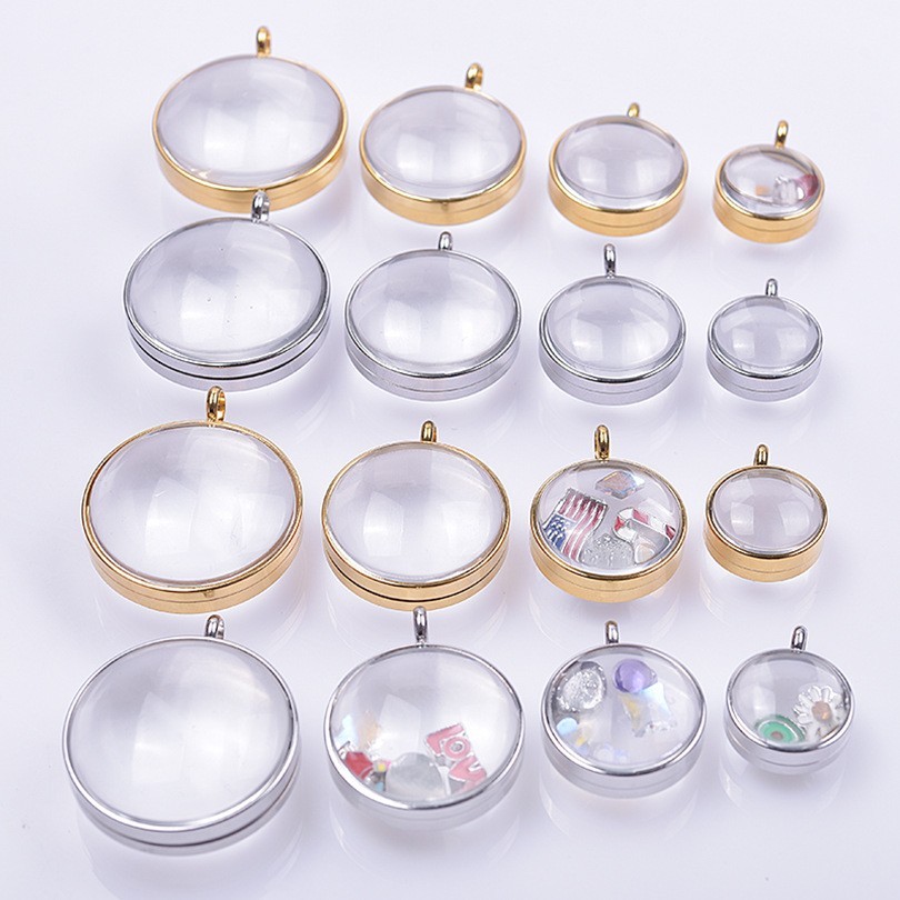FLOATING CHARMS LOCKET LIVING MEMORY SPHERE PENDANT STAINLESS STEEL PERSONALISED
