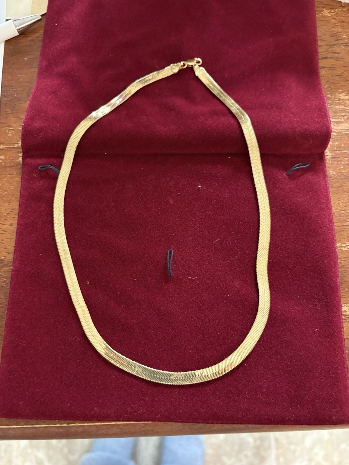18 Inch Gold Plated Herring Bone Necklace 1/4 In Width Lobster Claw Clasp 18″