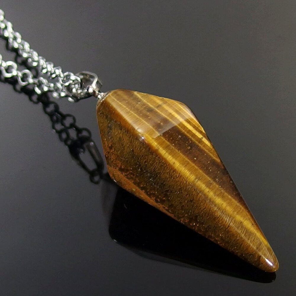 Cone Pendulum Natural Crystal Gemstone Hexagonal Point Pendant Energy Healing