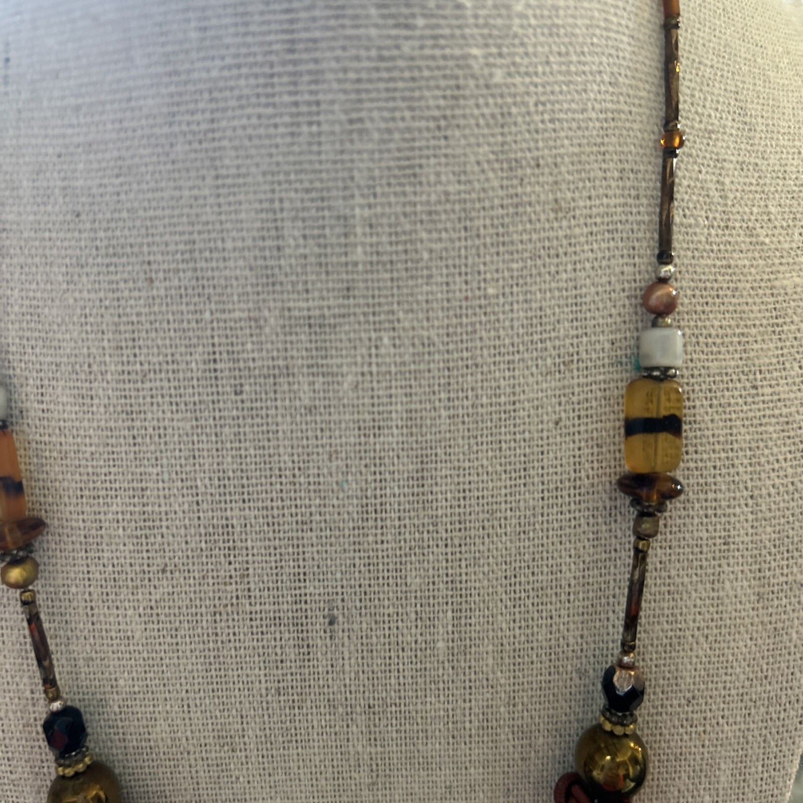 Women’s Glass Stone Bead Beaded Multi Color Artisan Made Necklace Tribal 20”