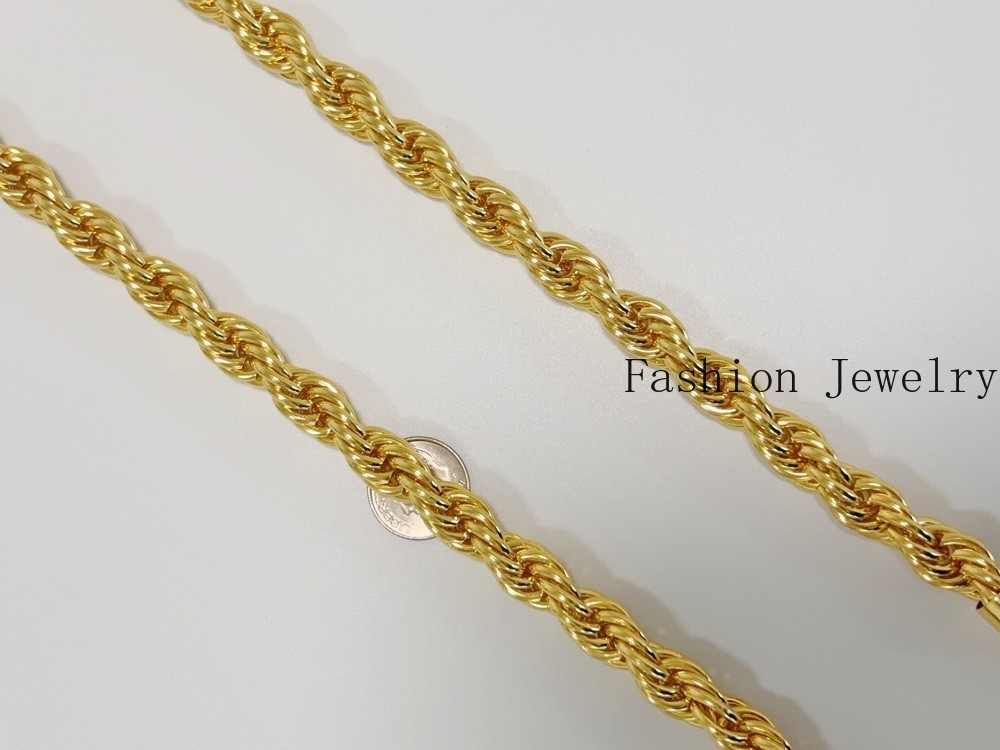 18K Yellow Gold Diamond Cut Rope Chain 10mm NecKlace Mens Womens 24″