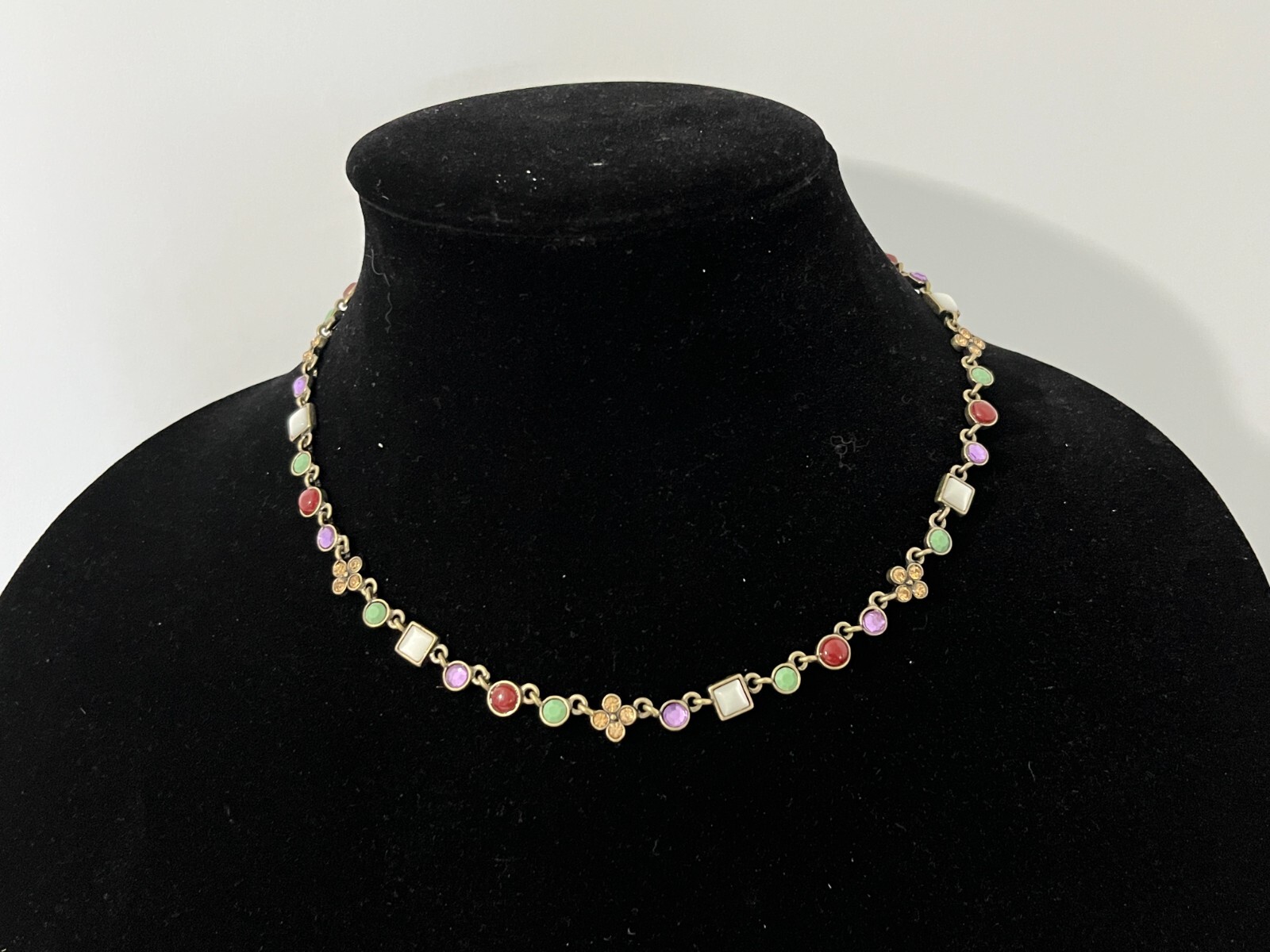 19″ Multi-Colored Stones Necklace Marked CH