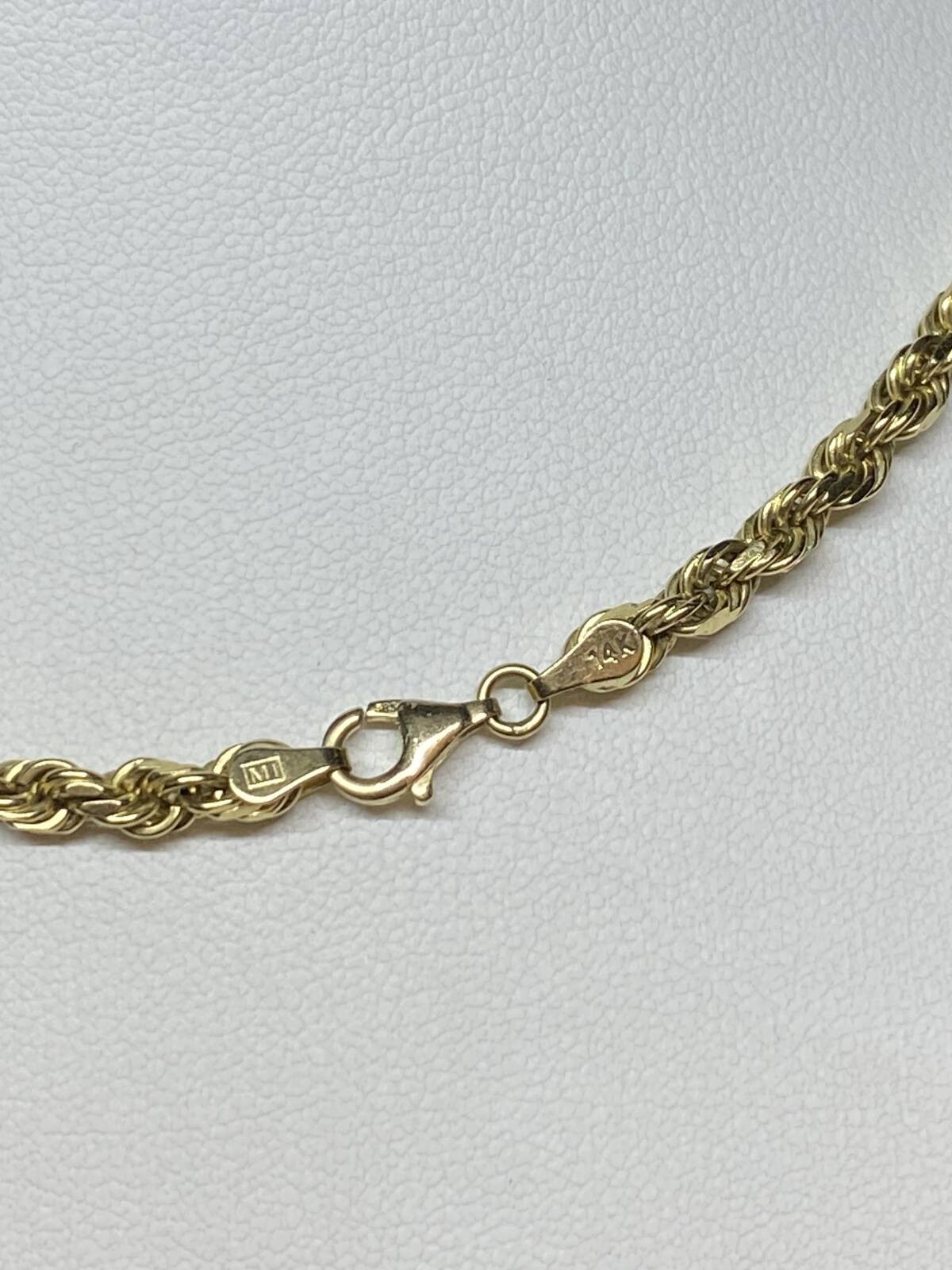 14K Yellow Gold Men’s Diamond Cut Rope Chain Solid 30 Grams- 25″- 3.75mm 1-4