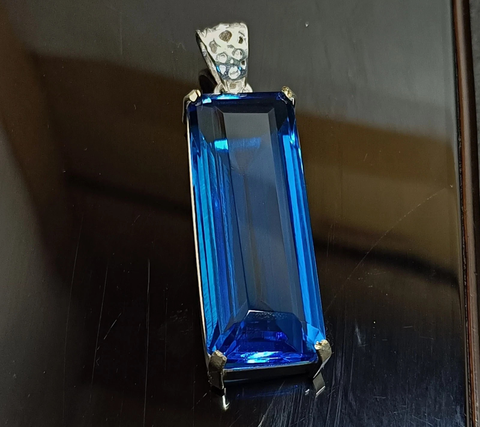 74.10 Ct Certified Natural Blue Topaz 925 Solid Silver Pendant Loose Gemstone