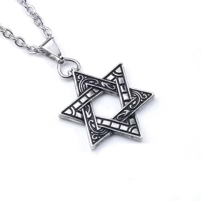 Star Of David Pendant Necklace Women Men Trendy Daily Wear Jewelry