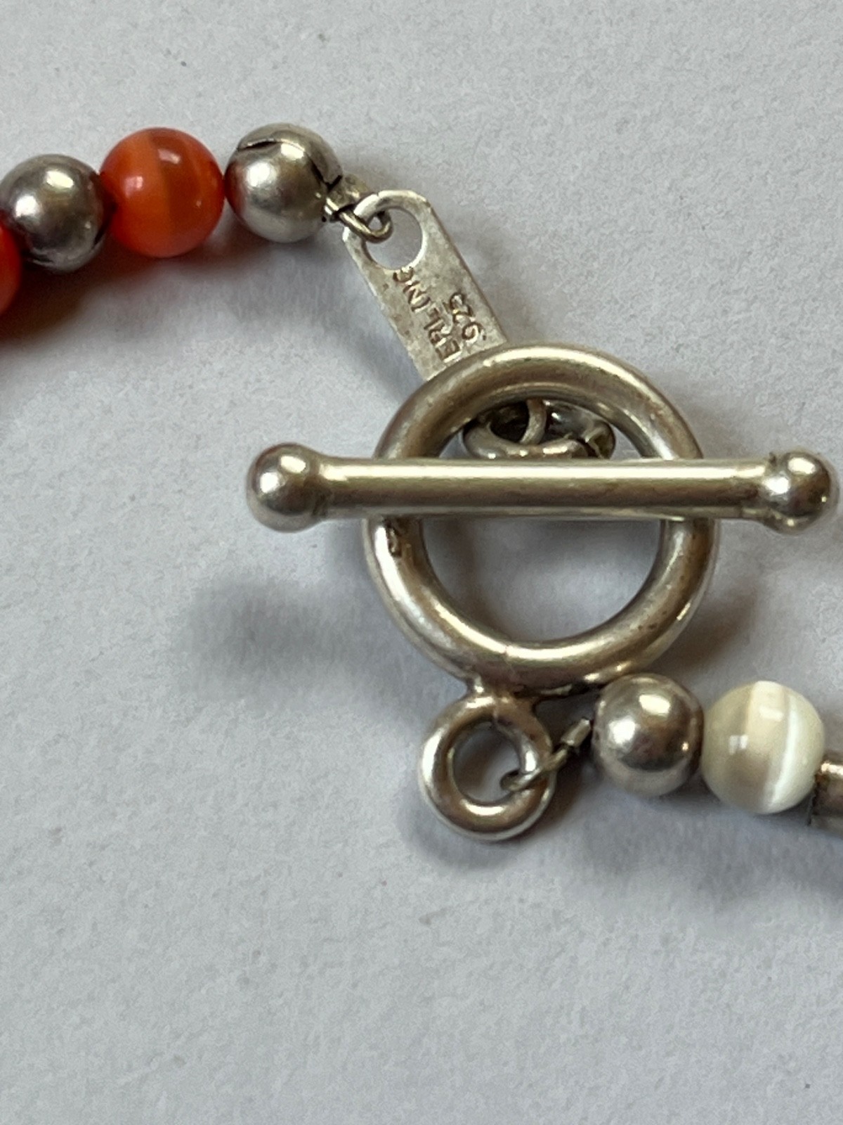 Jordan 925 Sterling Marked Colorful Tiny Moonglow & Silver Barrel & Round Beads