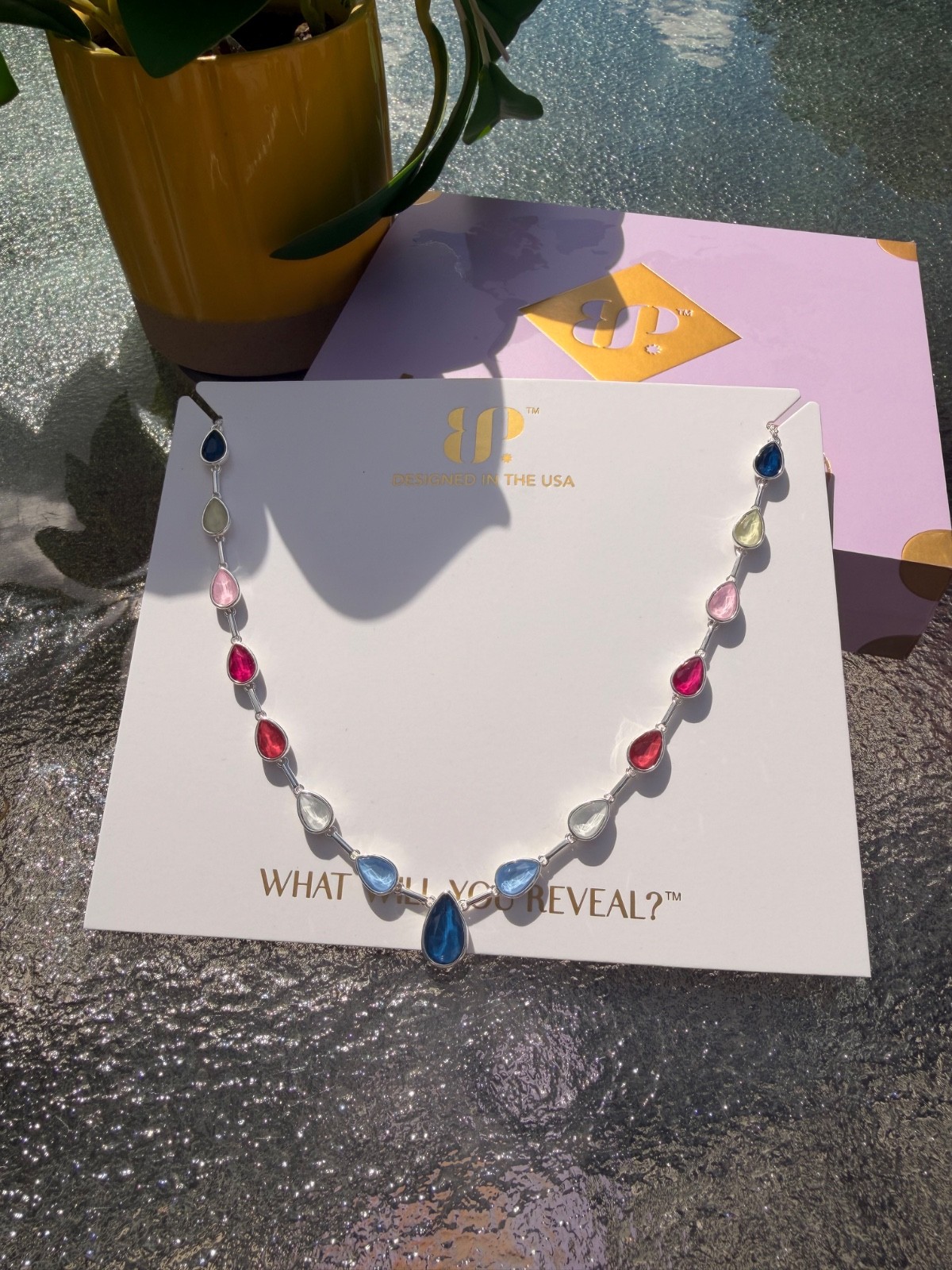 BP Globe Trotter Tokyo Pop Silver Plated Crystal Teardrop Necklace 27in NK73891
