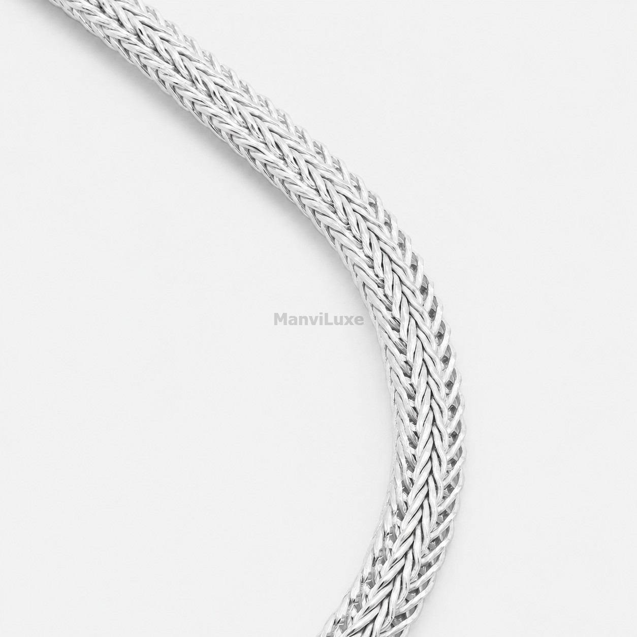 10″ Silver Bonded Woven Chain for Women 4x2mm Heavy Duty Braided Franco Chain