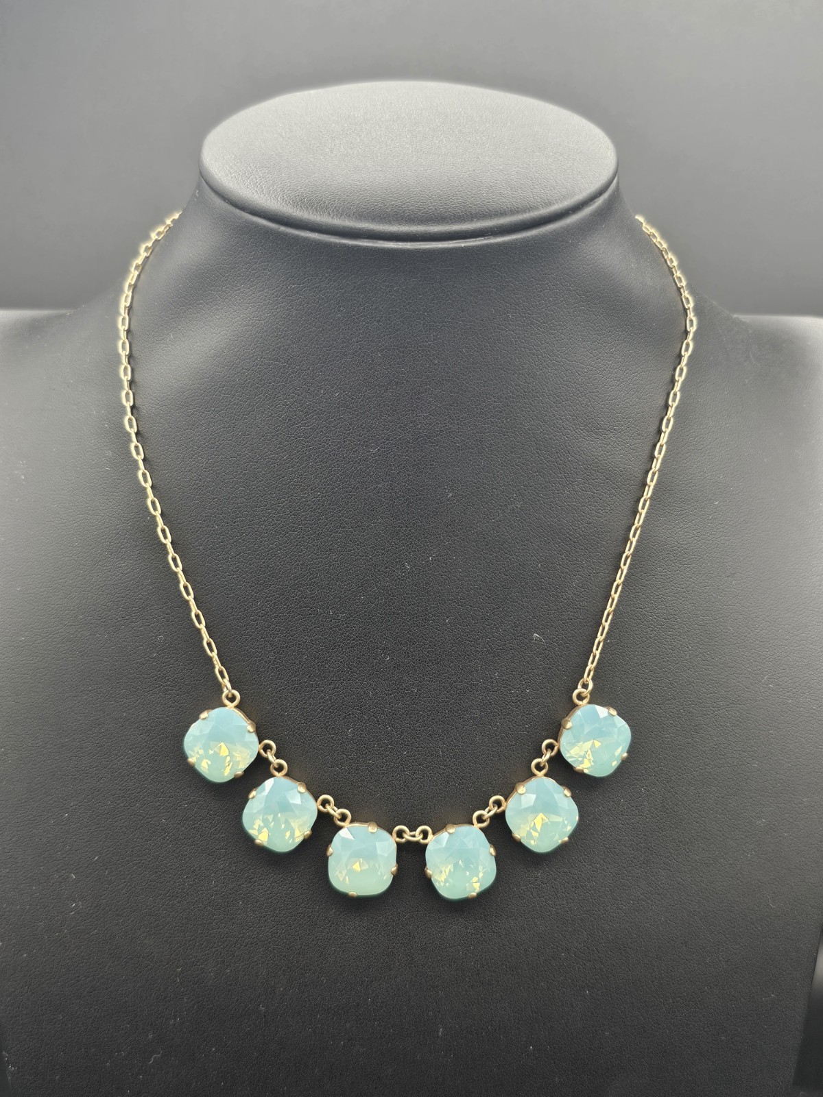 Catherine Popesco France Swarovski Pacific Opal Crystal Gold Tone Necklace