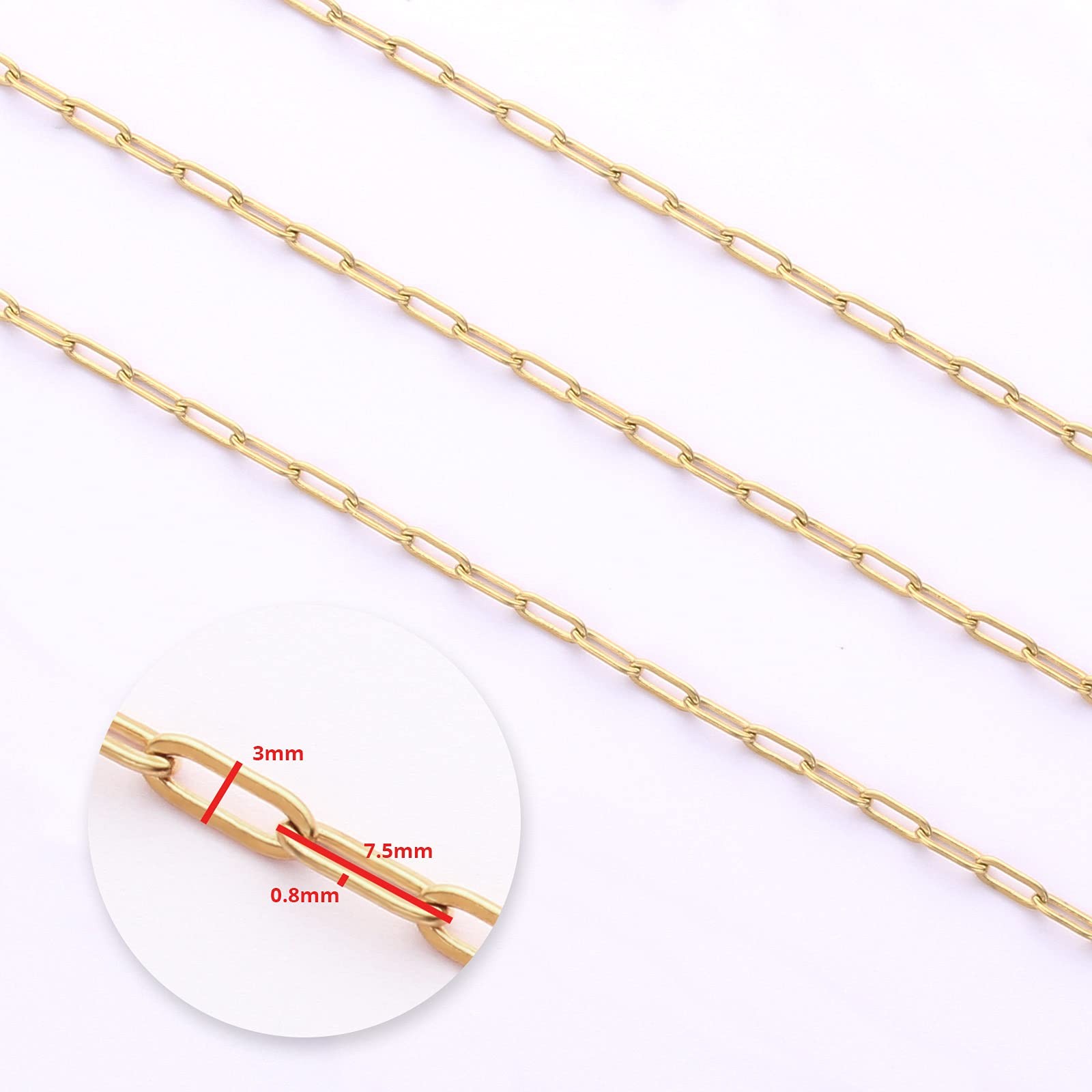 16.4 Feet Gold Stainless Steel Chains Bulk Cable Paperclip Necklace Chains Link