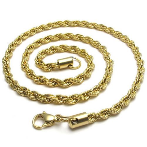 4mm16″-40″18K Gold plated Stainless Steel Rope Necklace Chain Sb79 USA Seller
